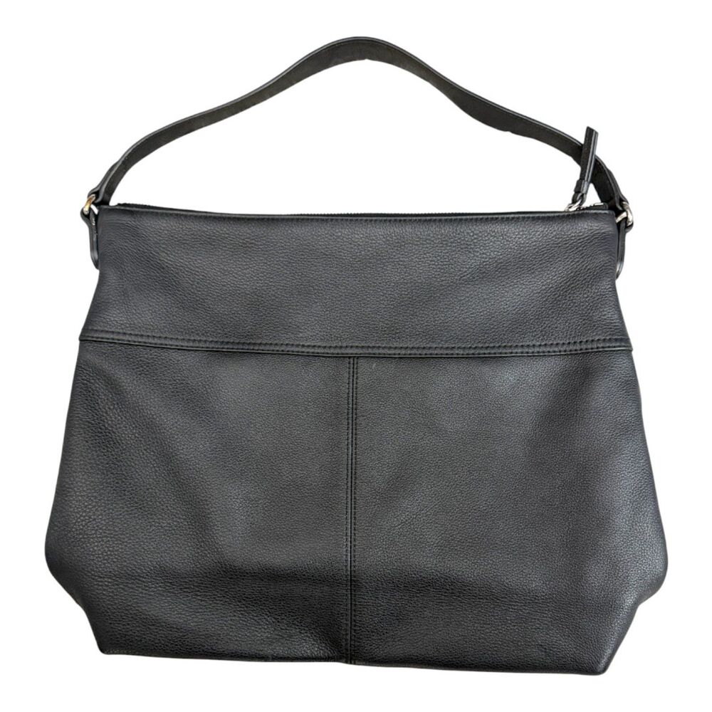 Vince Camuto Soft Pebbled Leather Silver Hardware Hobo Slouchy Shoulder Bag